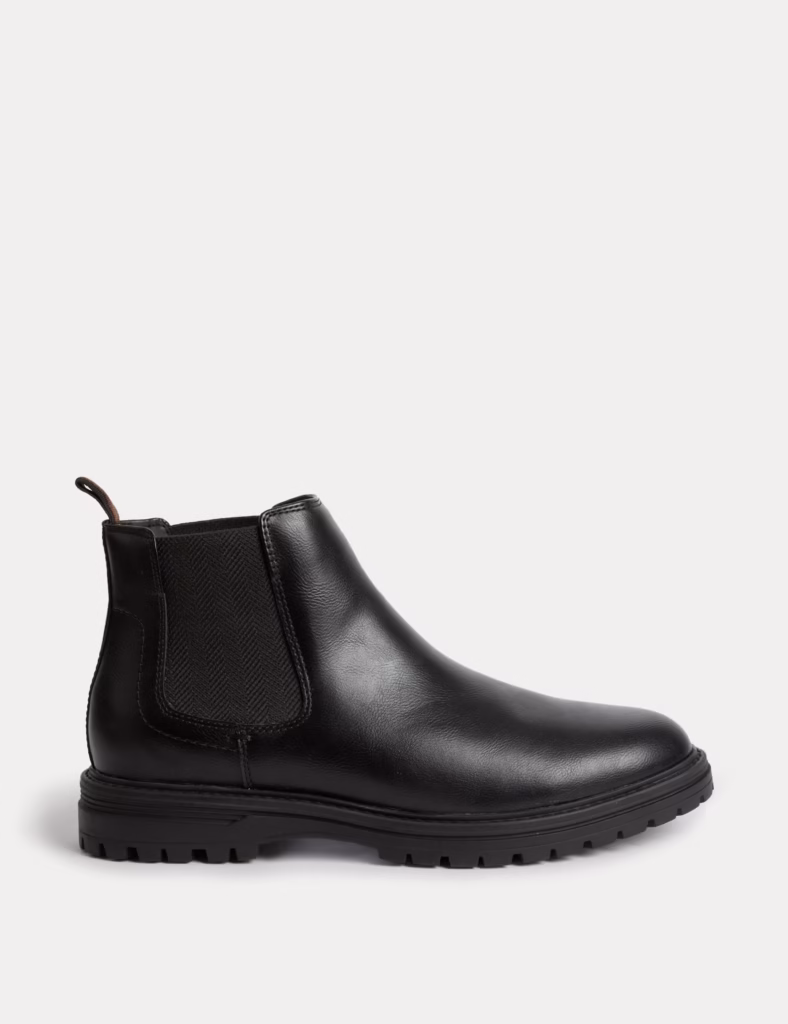 cleated chelsea boots black